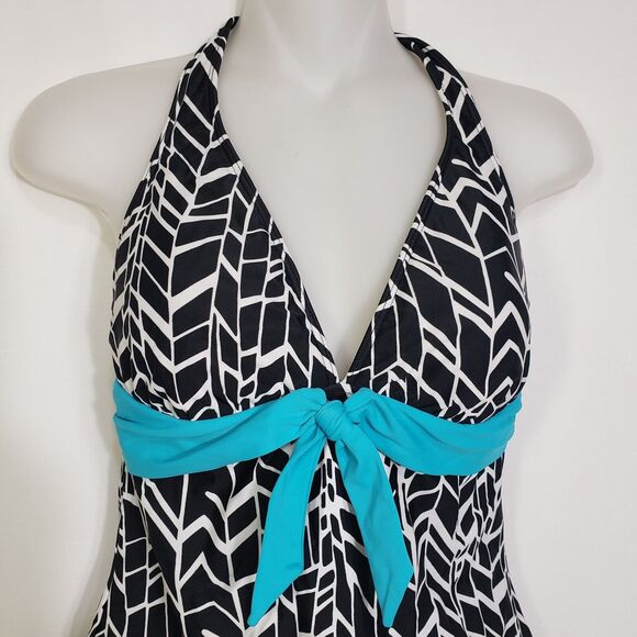 a.n.a. A New Approach Womens Tankini Sz 8 Padded Swim Tank Top Halter Front Tie - Picture 3 of 10